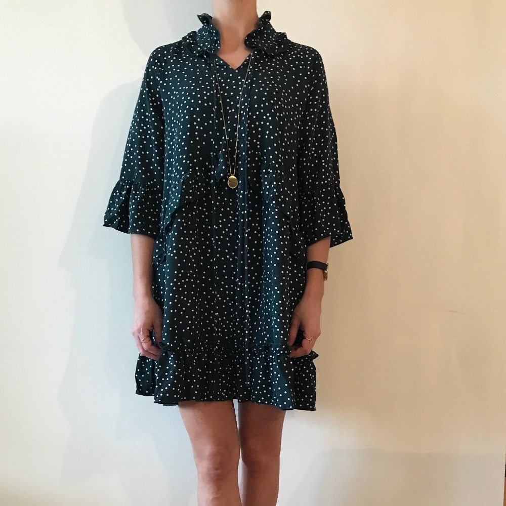 Green and White Polkadot Dress